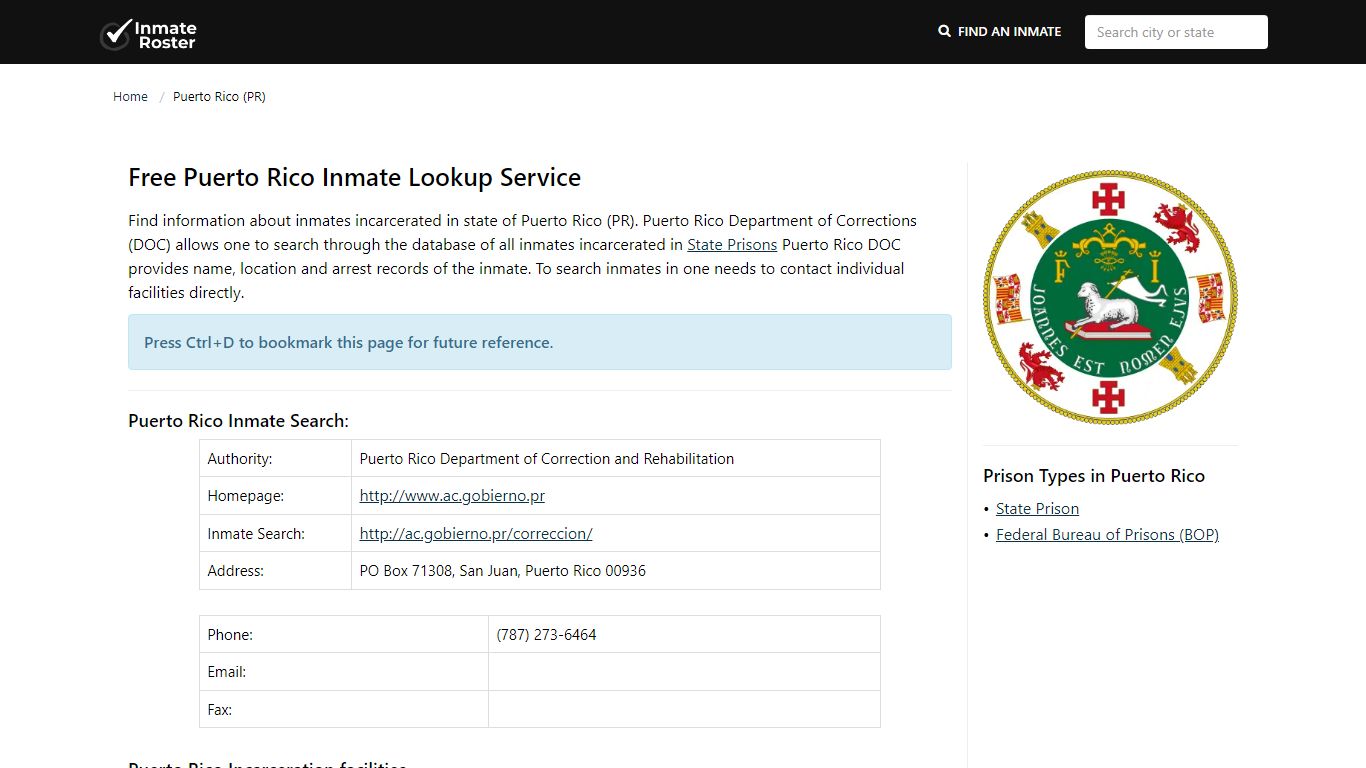 Puerto Rico Inmate Search | Find Inmates Incarcerated in PR Jails